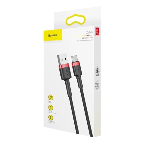 Baseus Cafule Cable wytrzymały nylonowy kabel przewód USB / USB-C QC3.0 2A 2M czarno-czerwony (CATKLF-C91) Baseus Cafule Cable wytrzymały nylonowy kabel przewód USB / USB-C QC3.0 2A 2M czarno-czerwony (CATKLF-C91)