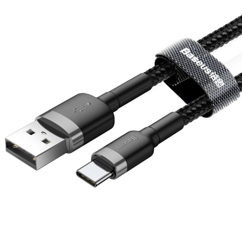 Baseus Cafule Cable wytrzymały nylonowy kabel przewód USB / USB-C QC3.0 2A 2M czarno-szary (CATKLF-CG1) Baseus Cafule Cable wytrzymały nylonowy kabel przewód USB / USB-C QC3.0 2A 2M czarno-szary (CATKLF-CG1)
