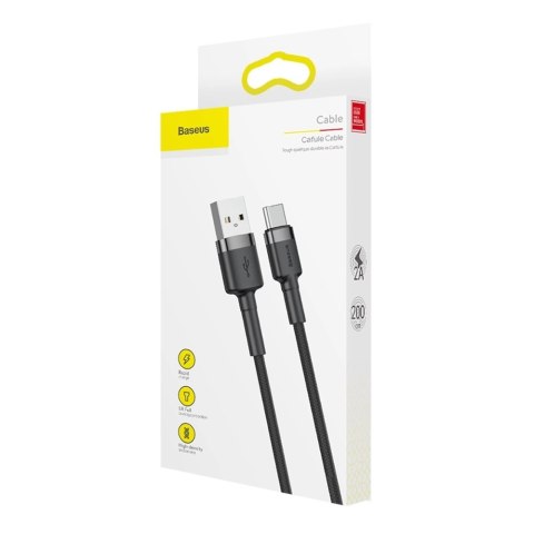 Baseus Cafule Cable wytrzymały nylonowy kabel przewód USB / USB-C QC3.0 2A 2M czarno-szary (CATKLF-CG1) Baseus Cafule Cable wytrzymały nylonowy kabel przewód USB / USB-C QC3.0 2A 2M czarno-szary (CATKLF-CG1)
