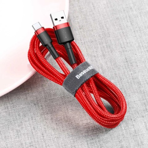 Baseus Cafule Cable wytrzymały nylonowy kabel przewód USB / USB-C QC3.0 2A 2M czerwony (CATKLF-C09) Baseus Cafule Cable wytrzymały nylonowy kabel przewód USB / USB-C QC3.0 2A 2M czerwony (CATKLF-C09)