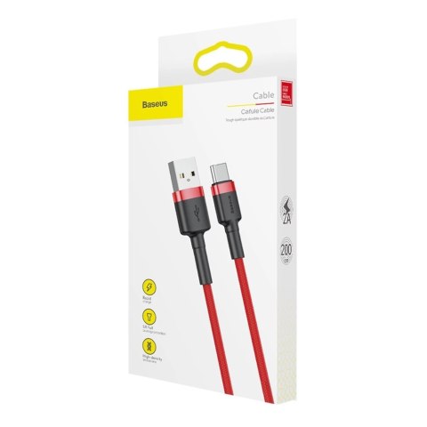 Baseus Cafule Cable wytrzymały nylonowy kabel przewód USB / USB-C QC3.0 2A 2M czerwony (CATKLF-C09) Baseus Cafule Cable wytrzymały nylonowy kabel przewód USB / USB-C QC3.0 2A 2M czerwony (CATKLF-C09)