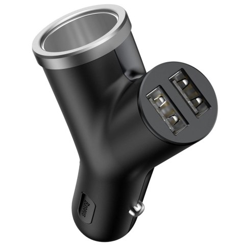 Baseus Y Type Car Charger ładowarka samochodowa 2x USB + gniazdo zapalniczki 3.4A czarny (CCALL-YX01) Baseus Y Type Car Charger ładowarka samochodowa 2x USB + gniazdo zapalniczki 3.4A czarny (CCALL-YX01)