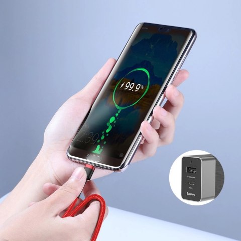 Kabel Baseus CATKLF-G91 USB-C - USB-C PD QC 60W 3A 480Mb/s 1m - czarno-czerwony Kabel Baseus CATKLF-G91 USB-C - USB-C PD QC 60W 3A 480Mb/s 1m - czarno-czerwony