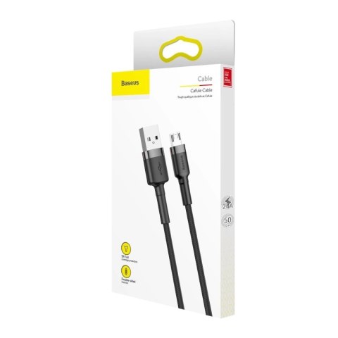 Kabel Baseus Cafule Cable CAMKLF-AG1 USB-A / micro USB 2.4A 0.5 m - czarno-szary