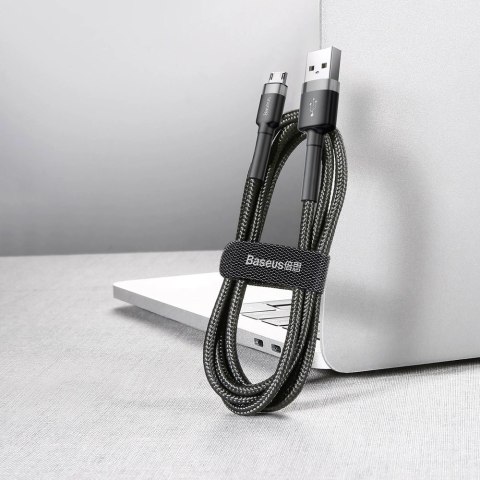 Kabel Baseus Cafule Cable CAMKLF-CG1 USB-A / micro USB 1.5A 2 m - czarno-szary Kabel Baseus Cafule Cable CAMKLF-CG1 USB-A / micro USB 1.5A 2 m - czarno-szary