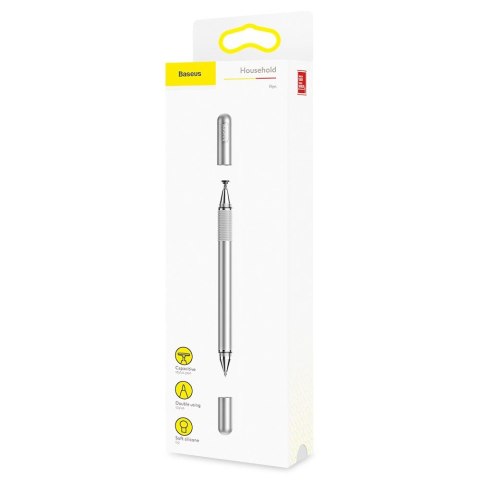 Rysik Baseus Golden Cudgel ACPCL-0S dwustronny do tabletów, telefonów z żelopisem - srebrny Rysik Baseus Golden Cudgel ACPCL-0S dwustronny do tabletów, telefonów z żelopisem - srebrny