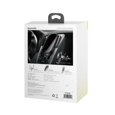 Uchwyt Baseus Future Gravity Car Mount SUYL-WL01 grawitacyjny na telefon 4-6" na kratkę nawiewu - czarny Uchwyt Baseus Future Gravity Car Mount SUYL-WL01 grawitacyjny na telefon 4-6" na kratkę nawiewu - czarny