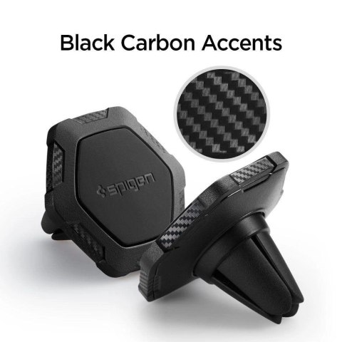 Uchwyt na telefon Spigen QS11 do kratki nawiewu w samochodzie magnetyczny - czarny Uchwyt na telefon Spigen QS11 do kratki nawiewu w samochodzie magnetyczny - czarny