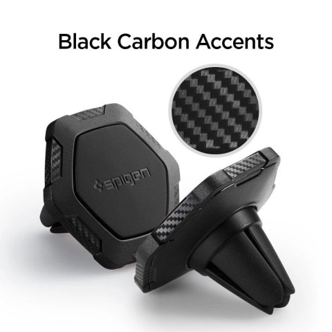 Uchwyt na telefon Spigen QS11 do kratki nawiewu w samochodzie magnetyczny - czarny Uchwyt na telefon Spigen QS11 do kratki nawiewu w samochodzie magnetyczny - czarny