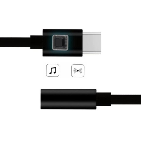 Adapter przejściówka z USB Typ C na gniazdo audio 3.5 mini jack czarny Adapter przejściówka z USB Typ C na gniazdo audio 3.5 mini jack czarny
