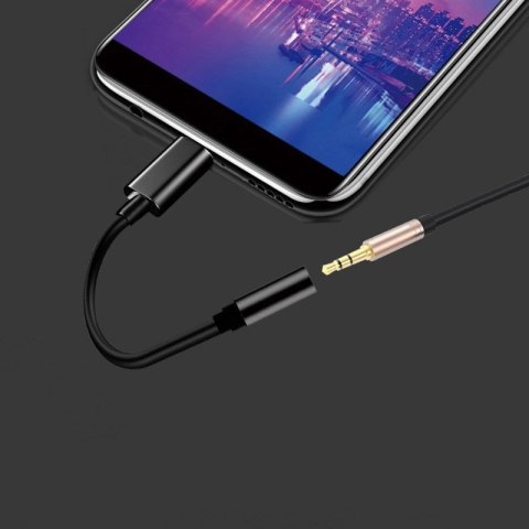 Adapter przejściówka z USB Typ C na gniazdo audio 3.5 mini jack czarny Adapter przejściówka z USB Typ C na gniazdo audio 3.5 mini jack czarny