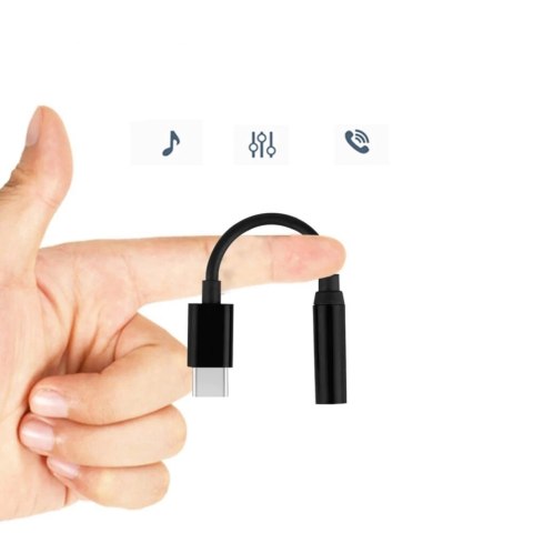 Adapter przejściówka z USB Typ C na gniazdo audio 3.5 mini jack czarny Adapter przejściówka z USB Typ C na gniazdo audio 3.5 mini jack czarny