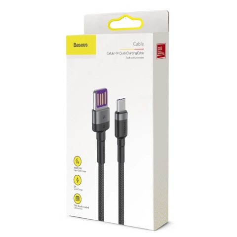 Baseus Cafule kabel przewód USB Typ C SuperCharge 40W Quick Charge 3.0 QC 3.0 1m szaro-czarny (CATKLF-PG1) Baseus Cafule kabel przewód USB Typ C SuperCharge 40W Quick Charge 3.0 QC 3.0 1m szaro-czarny (CATKLF-PG1)
