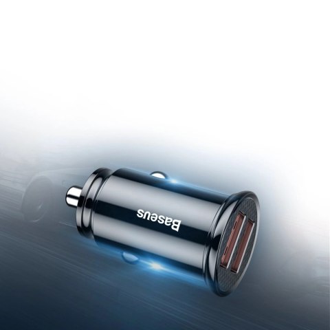 Baseus Circular inteligentna ładowarka samochodowa 2x USB QC3.0 Quick Charge 3.0 SCP AFC 30W czarny (CCALL-YD01) Baseus Circular inteligentna ładowarka samochodowa 2x USB QC3.0 Quick Charge 3.0 SCP AFC 30W czarny (CCALL-YD01)