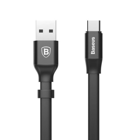 Baseus Nimble płaski kabel przewód USB / USB-C z uchwytem 2A 0,23M czarny (CATMBJ-01) Baseus Nimble płaski kabel przewód USB / USB-C z uchwytem 2A 0,23M czarny (CATMBJ-01)