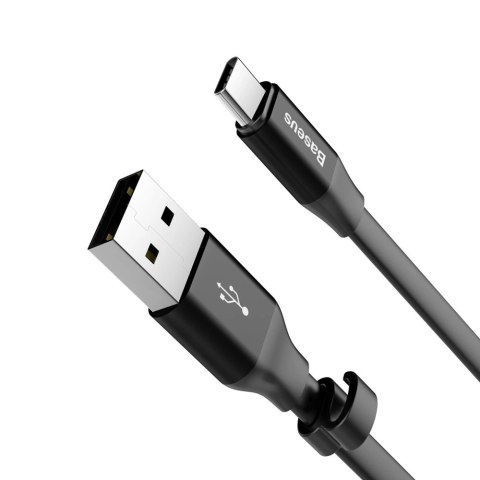 Baseus Nimble płaski kabel przewód USB / USB-C z uchwytem 2A 0,23M czarny (CATMBJ-01) Baseus Nimble płaski kabel przewód USB / USB-C z uchwytem 2A 0,23M czarny (CATMBJ-01)