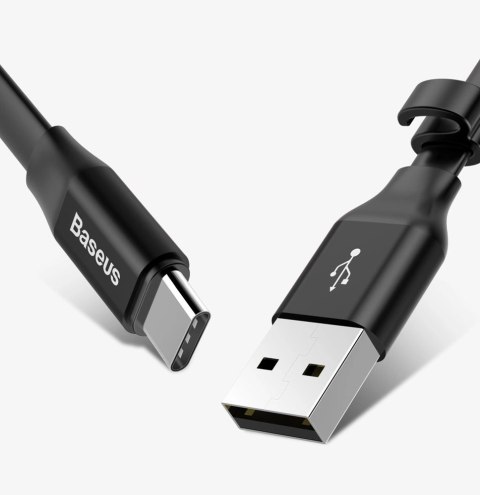 Baseus Nimble płaski kabel przewód USB / USB-C z uchwytem 2A 0,23M czarny (CATMBJ-01) Baseus Nimble płaski kabel przewód USB / USB-C z uchwytem 2A 0,23M czarny (CATMBJ-01)