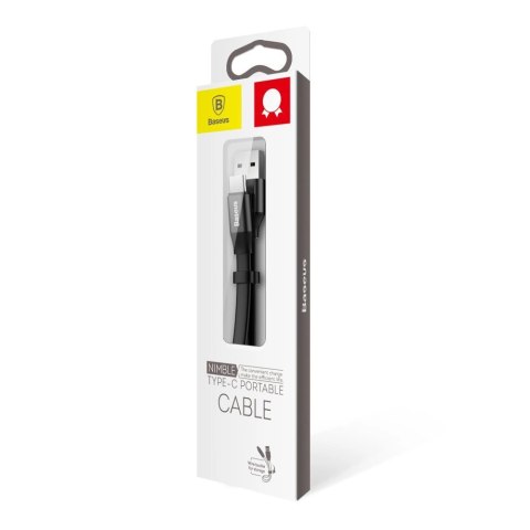 Baseus Nimble płaski kabel przewód USB / USB-C z uchwytem 2A 0,23M czarny (CATMBJ-01) Baseus Nimble płaski kabel przewód USB / USB-C z uchwytem 2A 0,23M czarny (CATMBJ-01)