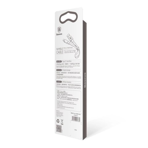 Baseus Nimble płaski kabel przewód USB / USB-C z uchwytem 2A 0,23M czarny (CATMBJ-01) Baseus Nimble płaski kabel przewód USB / USB-C z uchwytem 2A 0,23M czarny (CATMBJ-01)