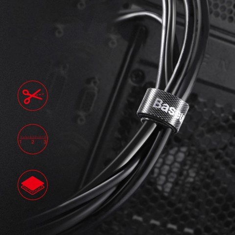 Baseus Rainbow Circle hook and loop Straps - taśma rzepowa rzep organizer kabli 3m szary(ACMGT-F0G) Baseus Rainbow Circle hook and loop Straps - taśma rzepowa rzep organizer kabli 3m szary(ACMGT-F0G)
