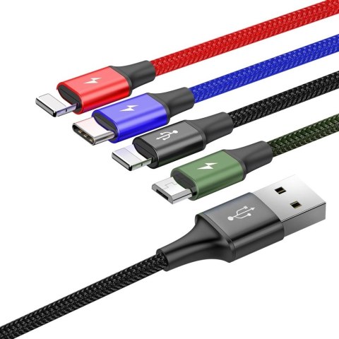 Baseus kabel przewód USB 4w1 2x Lightning / USB Typ C / micro USB w nylonowym oplocie 3.5A 1.2m czarny (CA1T4-A01) Baseus kabel przewód USB 4w1 2x Lightning / USB Typ C / micro USB w nylonowym oplocie 3.5A 1.2m czarny (CA1T4-A01)