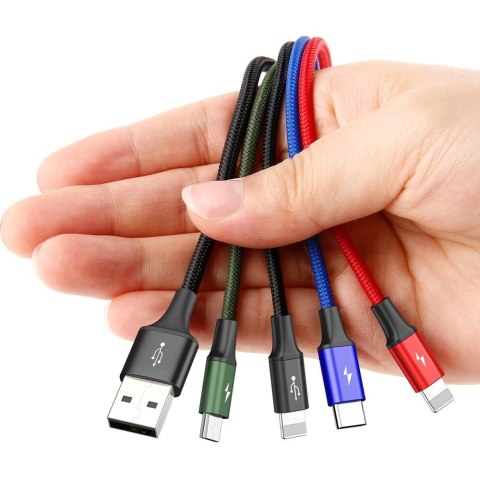 Baseus kabel przewód USB 4w1 2x Lightning / USB Typ C / micro USB w nylonowym oplocie 3.5A 1.2m czarny (CA1T4-A01) Baseus kabel przewód USB 4w1 2x Lightning / USB Typ C / micro USB w nylonowym oplocie 3.5A 1.2m czarny (CA1T4-A01)