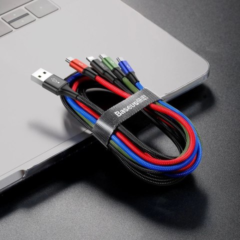 Baseus kabel przewód USB 4w1 2x Lightning / USB Typ C / micro USB w nylonowym oplocie 3.5A 1.2m czarny (CA1T4-A01) Baseus kabel przewód USB 4w1 2x Lightning / USB Typ C / micro USB w nylonowym oplocie 3.5A 1.2m czarny (CA1T4-A01)
