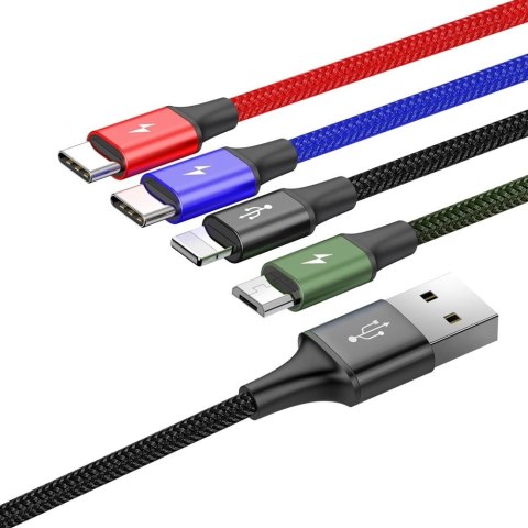 Baseus kabel przewód USB 4w1 Lightning / 2x USB Typ C / micro USB w nylonowym oplocie 3.5A 1.2m czarny (CA1T4-B01) Baseus kabel przewód USB 4w1 Lightning / 2x USB Typ C / micro USB w nylonowym oplocie 3.5A 1.2m czarny (CA1T4-B01)