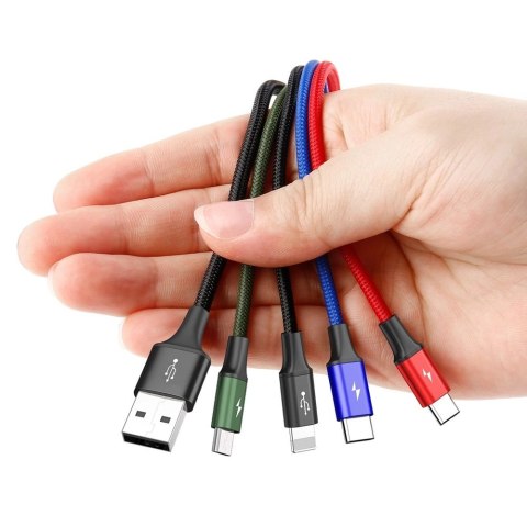 Baseus kabel przewód USB 4w1 Lightning / 2x USB Typ C / micro USB w nylonowym oplocie 3.5A 1.2m czarny (CA1T4-B01) Baseus kabel przewód USB 4w1 Lightning / 2x USB Typ C / micro USB w nylonowym oplocie 3.5A 1.2m czarny (CA1T4-B01)