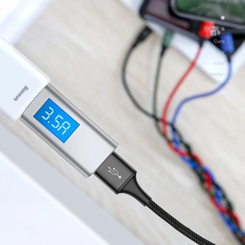 Baseus kabel przewód USB 4w1 Lightning / 2x USB Typ C / micro USB w nylonowym oplocie 3.5A 1.2m czarny (CA1T4-B01) Baseus kabel przewód USB 4w1 Lightning / 2x USB Typ C / micro USB w nylonowym oplocie 3.5A 1.2m czarny (CA1T4-B01)