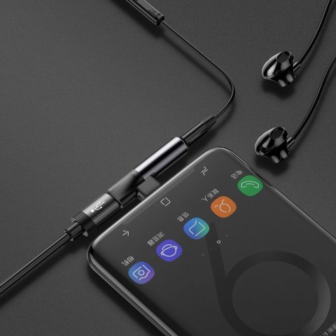 Baseus Audio Converter L41 adapter przejściówka ze złącza USB-C na port USB-C + gniazdo słuchawkowe 3,5 mm czarny (CATL41-01) Baseus Audio Converter L41 adapter przejściówka ze złącza USB-C na port USB-C + gniazdo słuchawkowe 3,5 mm czarny (CATL41-01)