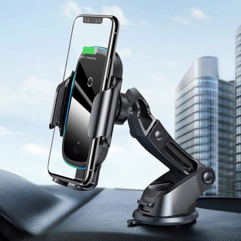 Baseus automatyczny elektryczny uchwyt samochodowy bezprzewodowa ładowarka Qi 15W czarny (WXHW03-01) Baseus automatyczny elektryczny uchwyt samochodowy bezprzewodowa ładowarka Qi 15W czarny (WXHW03-01)