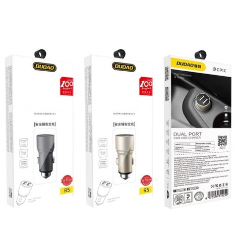 Dudao ładowarka samochodowa 2x USB 3.1A szary (R5 grey) Dudao ładowarka samochodowa 2x USB 3.1A szary (R5 grey)