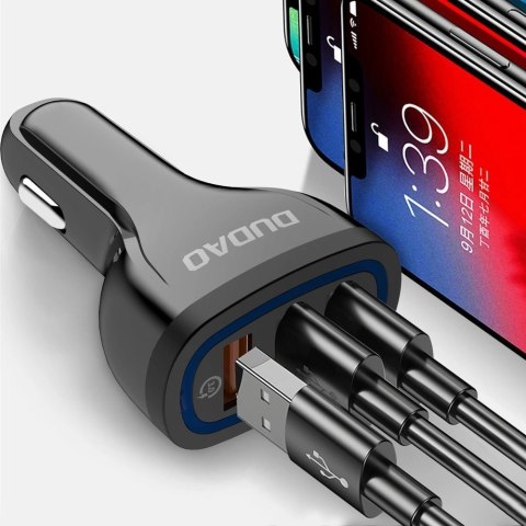 Dudao ładowarka samochodowa szybkie ładowanie Quick Charge 3.0 QC3.0 2.4A 18W 3x USB czarny (R7S black) Dudao ładowarka samochodowa szybkie ładowanie Quick Charge 3.0 QC3.0 2.4A 18W 3x USB czarny (R7S black)