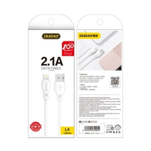 Dudao przewód kabel USB / Lightning 2.1A 2m biały (L4L 2m white) Dudao przewód kabel USB / Lightning 2.1A 2m biały (L4L 2m white)