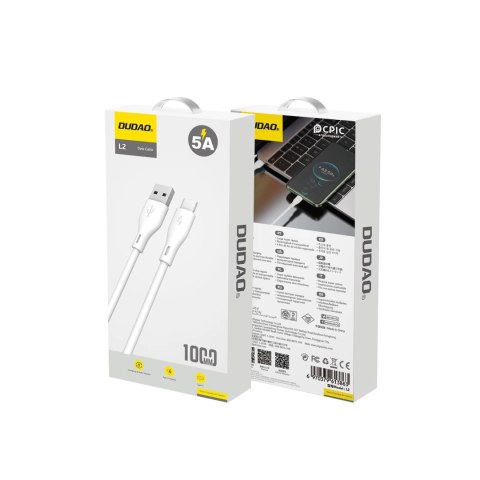 Dudao przewód kabel USB / USB Typ C 5A 1m biały (L2T 1m white)