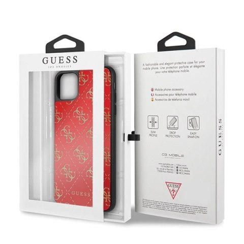 Etui Guess 4G Double Layer Glitter na iPhone 11 Pro Max - czerwone Etui Guess 4G Double Layer Glitter na iPhone 11 Pro Max - czerwone