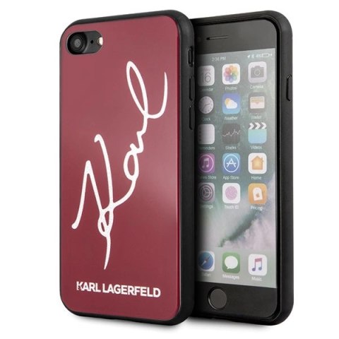 Etui Karl Lagerfeld Signature Glitter na iPhone 7 / 8 / SE 2020 / SE 2022 - czerwone Etui Karl Lagerfeld Signature Glitter na iPhone 7 / 8 / SE 2020 / SE 2022 - czerwone