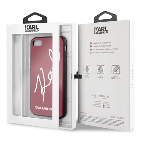 Etui Karl Lagerfeld Signature Glitter na iPhone 7 / 8 / SE 2020 / SE 2022 - czerwone Etui Karl Lagerfeld Signature Glitter na iPhone 7 / 8 / SE 2020 / SE 2022 - czerwone