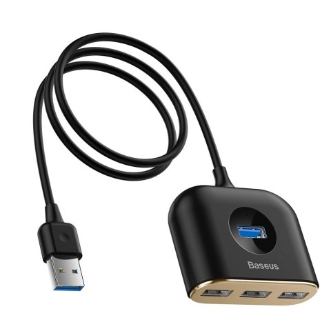 HUB Baseus Square USB-A do 1x USB-A 3.2 Gen 1 / 3x USB 2.0 z kablem 1m - czarny HUB Baseus Square USB-A do 1x USB-A 3.2 Gen 1 / 3x USB 2.0 z kablem 1m - czarny
