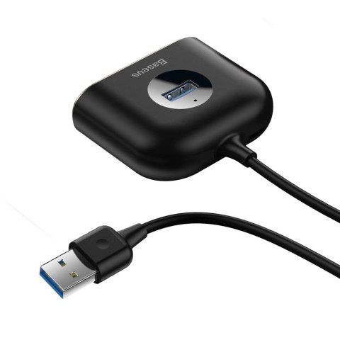 HUB Baseus Square USB-A do 1x USB-A 3.2 Gen 1 / 3x USB 2.0 z kablem 1m - czarny HUB Baseus Square USB-A do 1x USB-A 3.2 Gen 1 / 3x USB 2.0 z kablem 1m - czarny