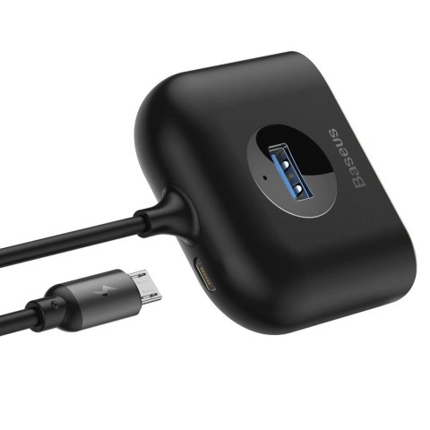 HUB Baseus Square USB-A do 1x USB-A 3.2 Gen 1 / 3x USB 2.0 z kablem 1m - czarny HUB Baseus Square USB-A do 1x USB-A 3.2 Gen 1 / 3x USB 2.0 z kablem 1m - czarny
