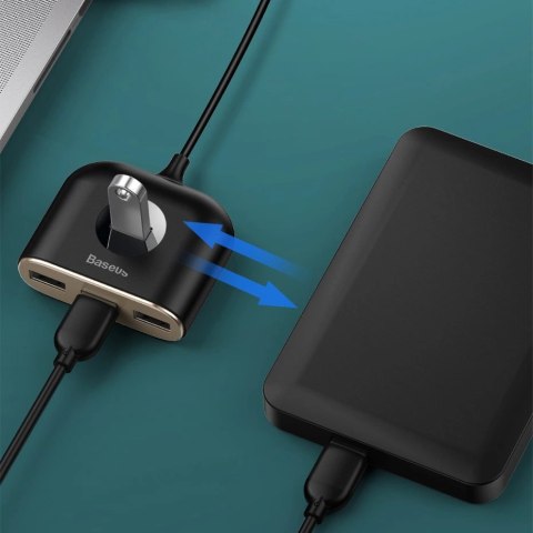 HUB Baseus Square USB-A do 1x USB-A 3.2 Gen 1 / 3x USB 2.0 z kablem 1m - czarny HUB Baseus Square USB-A do 1x USB-A 3.2 Gen 1 / 3x USB 2.0 z kablem 1m - czarny