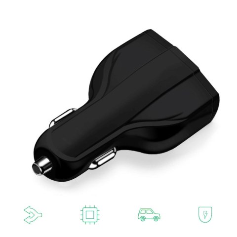 Wozinsky ładowarka samochodowa USB x2 i USB C czarna (WCC-01) Wozinsky ładowarka samochodowa USB x2 i USB C czarna (WCC-01)