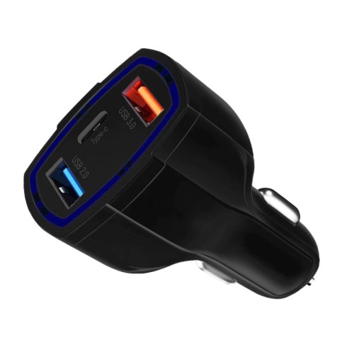 Wozinsky ładowarka samochodowa USB x2 i USB C czarna (WCC-01) Wozinsky ładowarka samochodowa USB x2 i USB C czarna (WCC-01)
