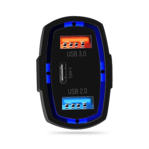 Wozinsky ładowarka samochodowa USB x2 i USB C czarna (WCC-01) Wozinsky ładowarka samochodowa USB x2 i USB C czarna (WCC-01)