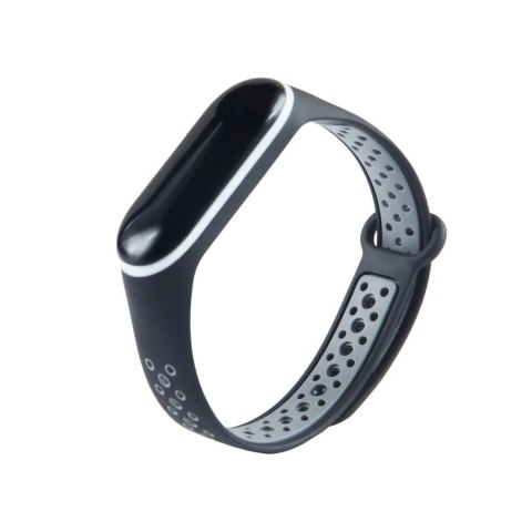 Zamienna silikonowa opaska pasek do Xiaomi Mi Band 4 / Mi Band 3 Dots czarno-szary