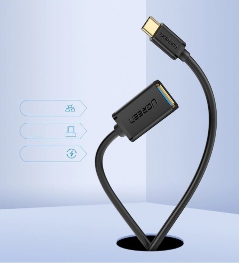 Adapter Ugreen US154 30701 USB-A 3.0 (żeński) / USB-C 3.0 (męski) OTG - czarny Adapter Ugreen US154 30701 USB-A 3.0 (żeński) / USB-C 3.0 (męski) OTG - czarny