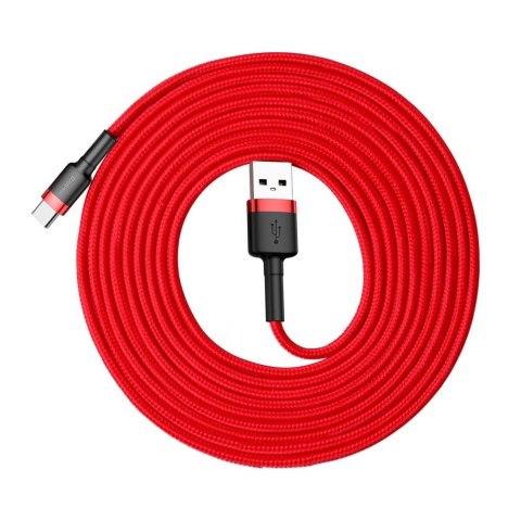 Baseus Cafule Cable wytrzymały nylonowy kabel przewód USB / USB-C QC3.0 2A 3M czerwony (CATKLF-U09) Baseus Cafule Cable wytrzymały nylonowy kabel przewód USB / USB-C QC3.0 2A 3M czerwony (CATKLF-U09)