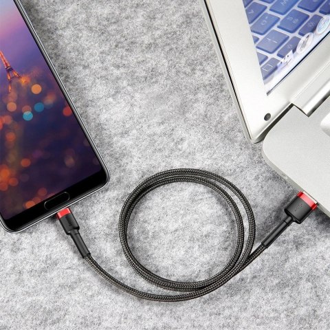 Baseus Cafule Cable wytrzymały nylonowy kabel przewód USB / USB-C QC3.0 2A 3M czerwony (CATKLF-U09) Baseus Cafule Cable wytrzymały nylonowy kabel przewód USB / USB-C QC3.0 2A 3M czerwony (CATKLF-U09)